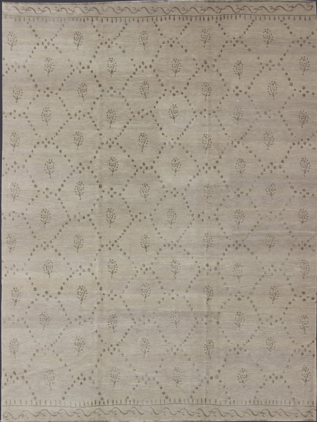 Wool and Silk Modern Tibetan Rug by Keivan Woven Arts/ rug 19 - 0833, country of origin / type: Nepal / Modern. Measures: 9 x 12. Finely made wool and silk modern design Tibetan rug from Nepal in neutrals and earth tones, Nepalese Modern rug with ... - Keivan Woven Arts19 - 0833 - 11717Rug