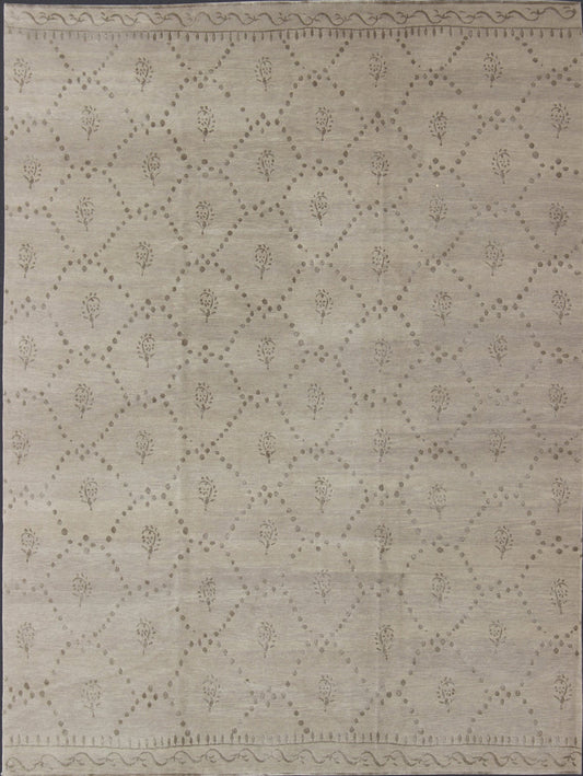 Wool and Silk Modern Tibetan Rug by Keivan Woven Arts/ rug 19 - 0833, country of origin / type: Nepal / Modern. Measures: 9 x 12. Finely made wool and silk modern design Tibetan rug from Nepal in neutrals and earth tones, Nepalese Modern rug with ... - Keivan Woven Arts19 - 0833 - 11717Rug