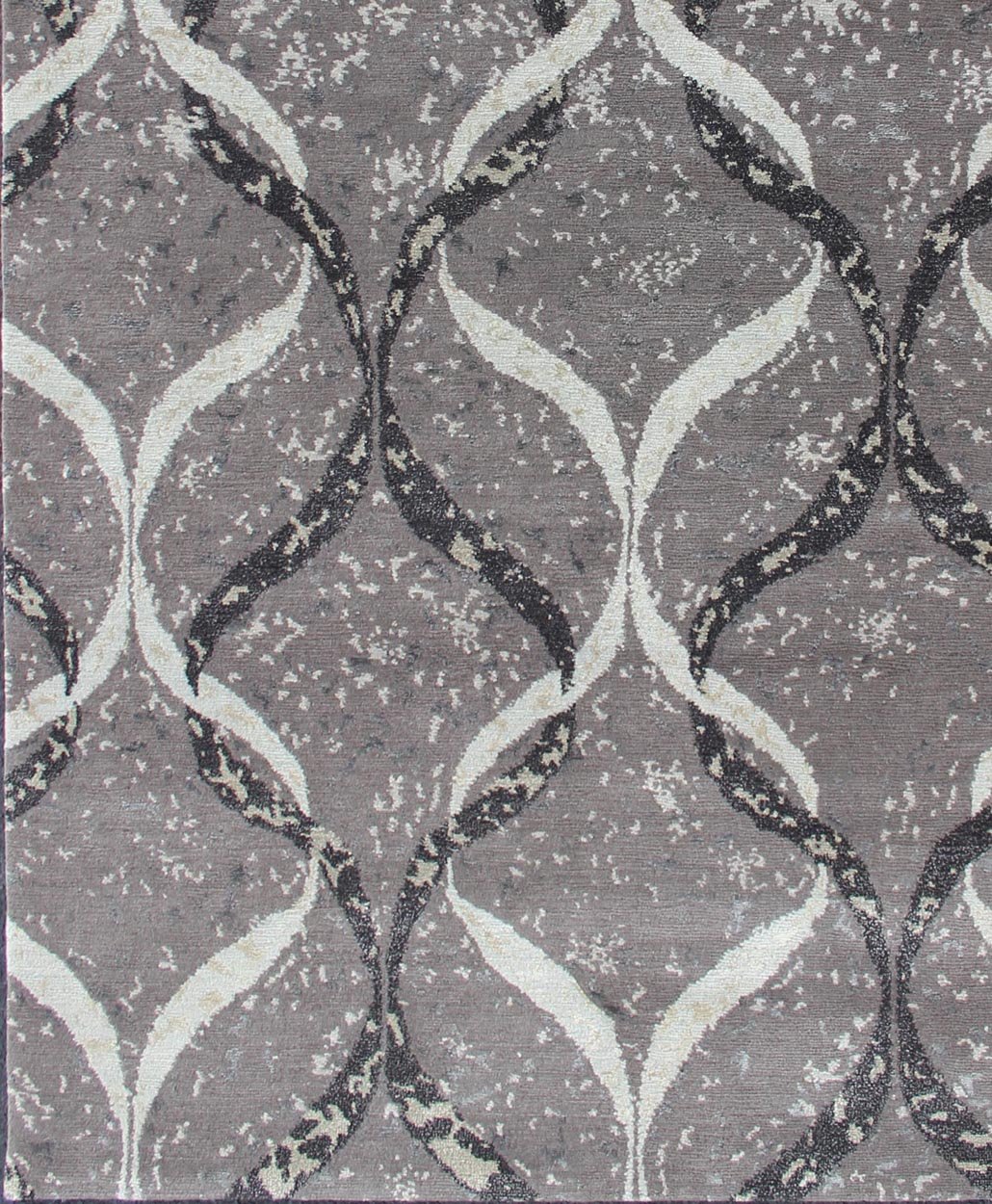 Keivan Woven arts Modern Nepalese Rug in Wool and Silk. Keivan Woven Arts Nepalese modern rug in shades of Dove gray, taupe, Black and ivory, rug/ 19 - 0835, country of origin / type: Nepal / Modern Measures: 4'1 x 6'. This Keivan Woven art... - Keivan Woven Arts19 - 0835 - 11681Rug