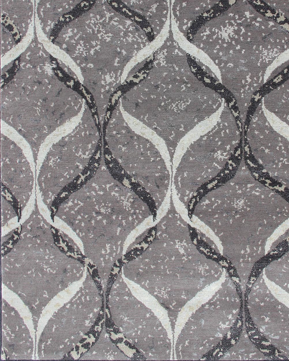 Keivan Woven arts Modern Nepalese Rug in Wool and Silk. Keivan Woven Arts Nepalese modern rug in shades of Dove gray, taupe, Black and ivory, rug/ 19 - 0835, country of origin / type: Nepal / Modern Measures: 4'1 x 6'. This Keivan Woven art... - Keivan Woven Arts19 - 0835 - 11681Rug