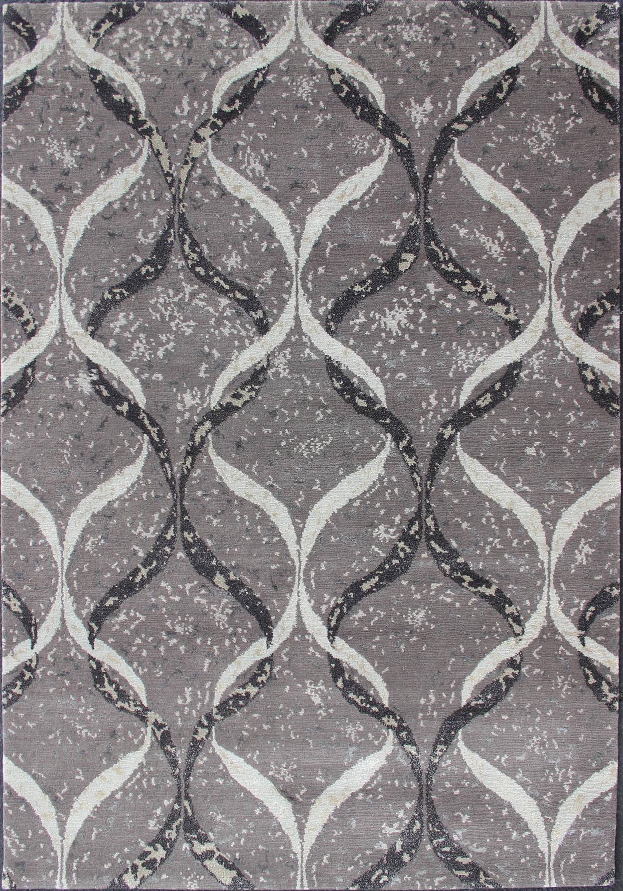 Keivan Woven arts Modern Nepalese Rug in Wool and Silk. Keivan Woven Arts Nepalese modern rug in shades of Dove gray, taupe, Black and ivory, rug/ 19 - 0835, country of origin / type: Nepal / Modern Measures: 4'1 x 6'. This Keivan Woven art... - Keivan Woven Arts19 - 0835 - 11681Rug