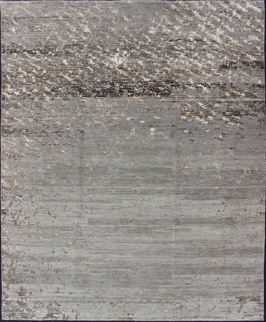 Finely Woven Wool and Silk Modern Rug from Nepal by Keivan Woven Arts Rug 19 - 0837, Keivan Woven Arts / country of origin / type: Nepal / Modern This Tibetan rug, made in Nepal was woven with wool and silk and features a modern design rendered in... - Keivan Woven Arts19 - 0837 - 11689