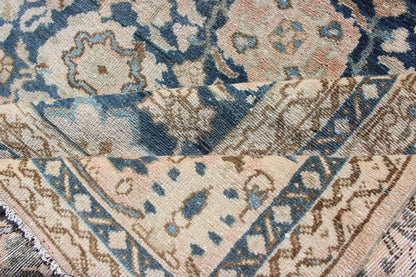 All - Over Blue Floral Persian Hamadan Rug in navy Blue and Earthy Tones Antique large Persian rug in navy tones with geometric motifs, rug 19 - 1101 , country of origin / type: Iran / Hamadan, circa 1920. This large Persian antique Hamadan ... - Keivan Woven Arts19 - 1101 - 11605Rug