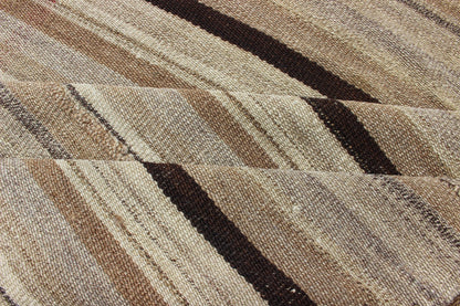 Keivan Woven Arts Square Persian Flat - Weave Striped Kilim in Taupe, Brown, and Tan Minimalist stripe design Kilim rug from Iran, rug 1911 - 193, country of origin / type: Iran / Kilim, circa 1950 This vintage flat - woven Kilim featur... - Keivan Woven Arts1911 - 193 - 12907Rug