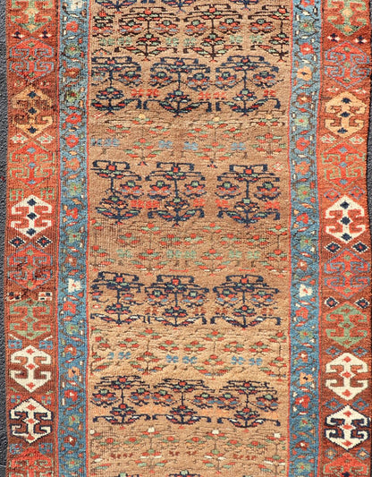 Antique Kurdish Tribal Runner in All - Over Geometric Design Geometric design antique Kurdish runner, rug / 1912 - 123. Kurdish rug This antique Kurdish runner piece features an geometric pattern, with colors ranging from soft rusty red, gorgeous... - Keivan Woven Arts1912 - 123 - 12257Rug