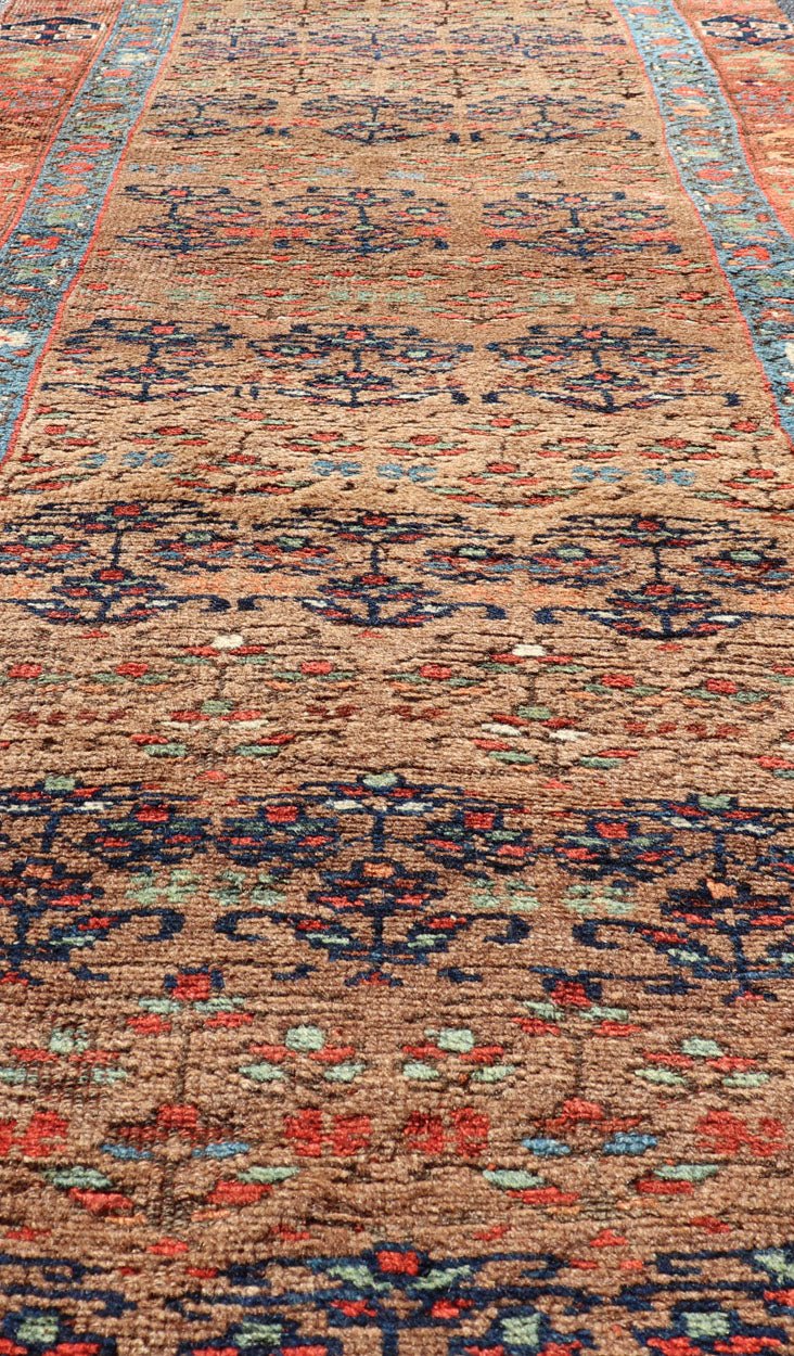 Antique Kurdish Tribal Runner in All - Over Geometric Design Geometric design antique Kurdish runner, rug / 1912 - 123. Kurdish rug This antique Kurdish runner piece features an geometric pattern, with colors ranging from soft rusty red, gorgeous... - Keivan Woven Arts1912 - 123 - 12257Rug