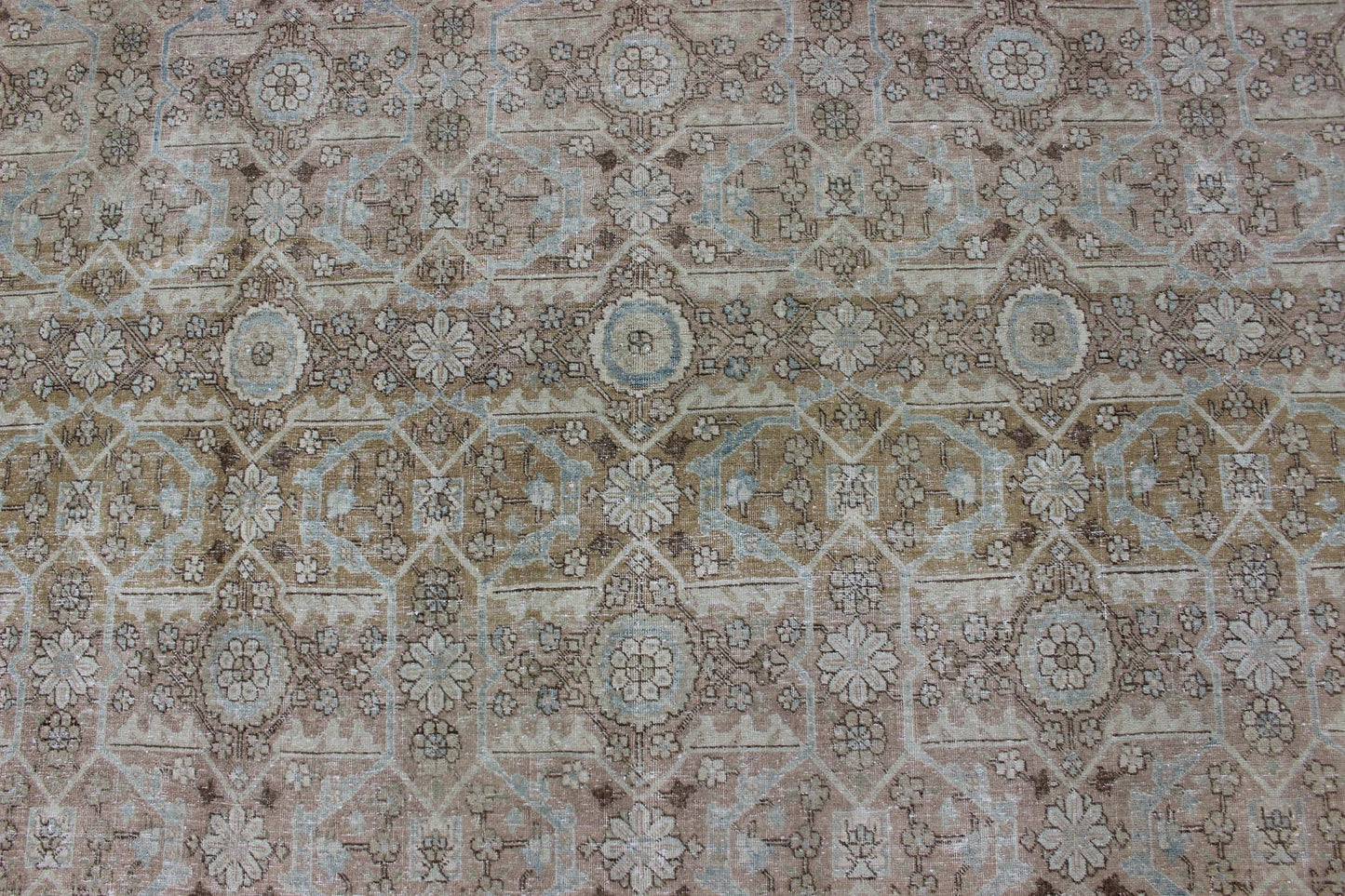 Persian Tabriz with Floral Design in Ivory, Blue, Blush, Brown Antique Persian Tabriz rug with all - over floral design in ivory, blush, brown, light blue. Keivan Woven Arts / rug 1912 - 132, country of origin / type: Iran / Tabriz, circa 1920 Me... - Keivan Woven Arts1912 - 132 - 12261Rug