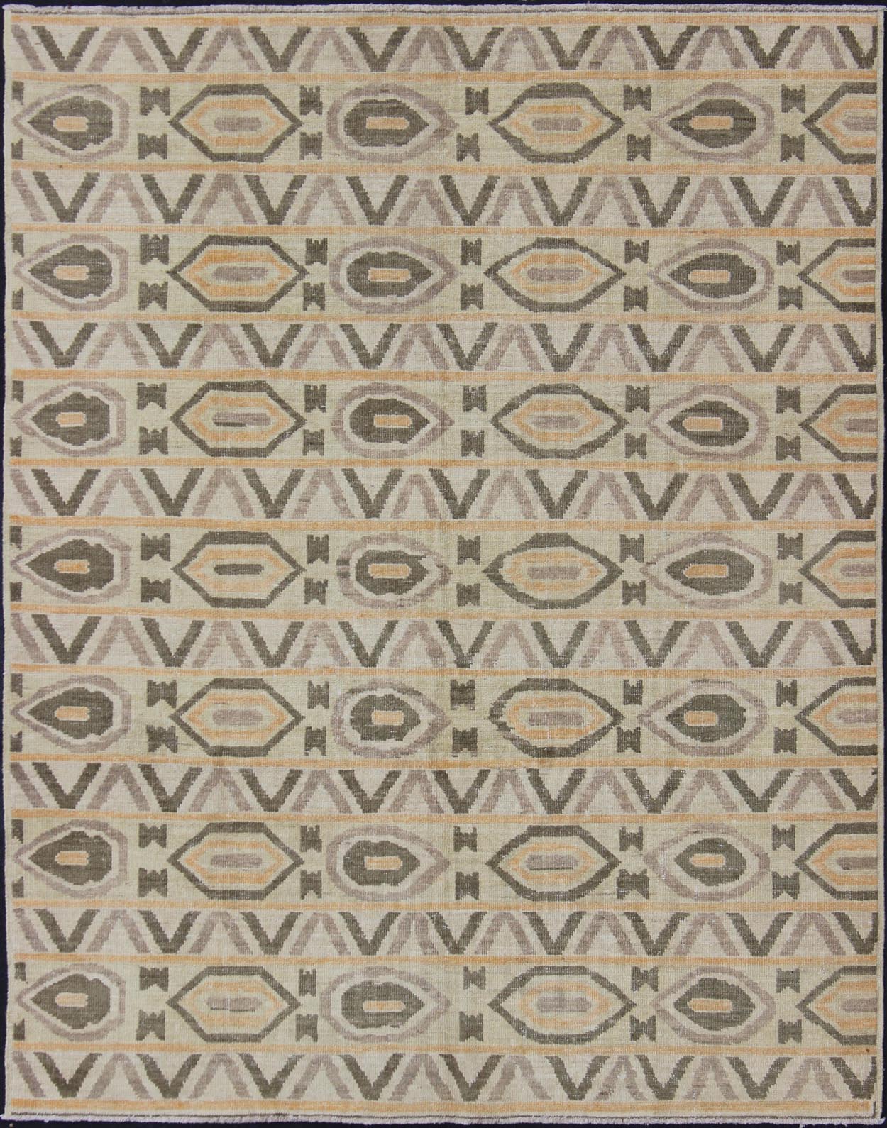 Tribal Modern Rug With All - Over Pattern by Keivan Woven Arts. rug 1912 - 261 country of origin / type: Afghan / Tribal / Keivan Woven Arts. Measures: 8'1 x 9'7. This tribal rug with a modern design rendered in an all over modern pattern, features ... - Keivan Woven Arts1912 - 261 - 12321Rug