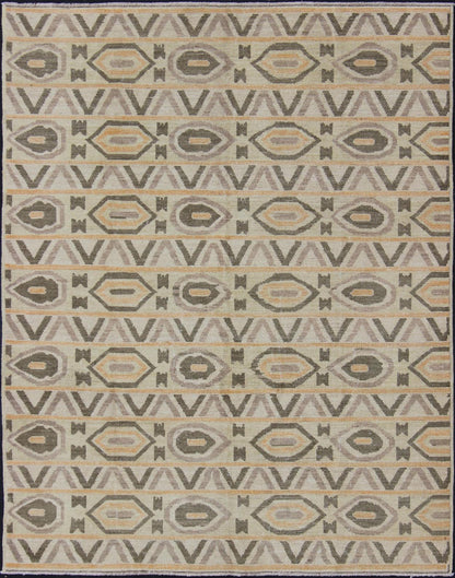Tribal Modern Rug With All - Over Pattern by Keivan Woven Arts. rug 1912 - 261 country of origin / type: Afghan / Tribal / Keivan Woven Arts. Measures: 8'1 x 9'7. This tribal rug with a modern design rendered in an all over modern pattern, features ... - Keivan Woven Arts1912 - 261 - 12321Rug