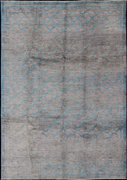 Modern Rug With All - Over Design by Keivan Woven Arts. rug 1912 - 265 Keivan Woven Arts / country of origin / type: Afghan / Tribal Measures: 9'1 x 12'4. This tribal Afghan rug with a modern design rendered in an abstract pattern, features a silver - ... - Keivan Woven Arts1912 - 265 - 12327Rug