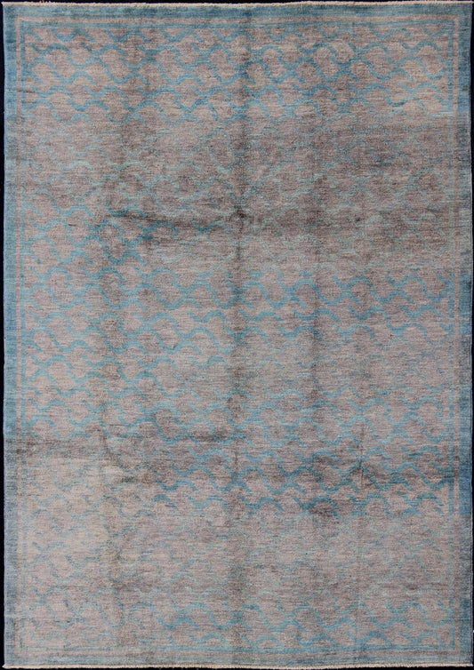 Modern Rug With All - Over Design by Keivan Woven Arts. rug 1912 - 265 Keivan Woven Arts / country of origin / type: Afghan / Tribal Measures: 9'1 x 12'4. This tribal Afghan rug with a modern design rendered in an abstract pattern, features a silver - ... - Keivan Woven Arts1912 - 265 - 12327Rug