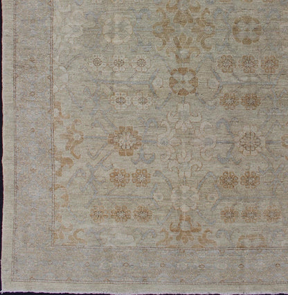 Fine Afghanistan made modern Khotan Rug with All - Over Geometric Pattern Light colored Khotan Rug with all over Geometric Medallions, rug 1912 - 281, country of origin / type: Afghanistan / Khotan This Khotan features a geometric all - over d... - Keivan Woven Arts1912 - 281 - 12283Rug
