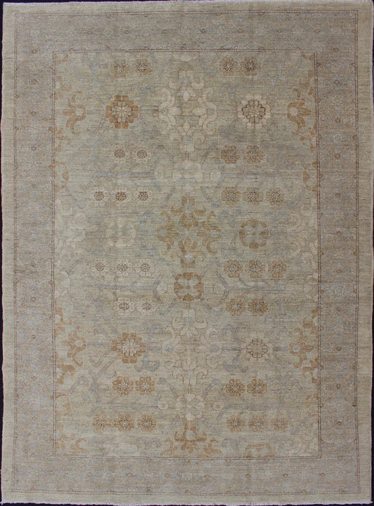 Fine Afghanistan made modern Khotan Rug with All - Over Geometric Pattern Light colored Khotan Rug with all over Geometric Medallions, rug 1912 - 281, country of origin / type: Afghanistan / Khotan This Khotan features a geometric all - over d... - Keivan Woven Arts1912 - 281 - 12283Rug