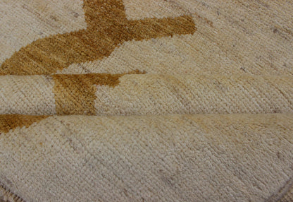 Modern Afghan Rug with Abstract Pattern. Fine modern rug rug with abstract design. Measures: 10' x 13'. This tribal Afghan rug with a modern design rendered in a abstract pattern, features a cream background and marigold color in the pattern. Th... - Keivan Woven Arts1912 - 286 - 12339Rug