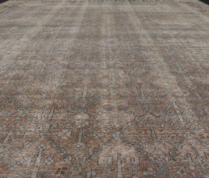 Antique Indian Agra Rug with All - Over Floral Design in Light Green and Brown. Keivan Woven Arts, rug 1912 - 337, country of origin / type: India / Agra, circa 1900 Measures: 10'7 x 13'9 This large antique Indian Agra fine rug from the early 20th c... - Keivan Woven Arts1912 - 337 - 12287Rug
