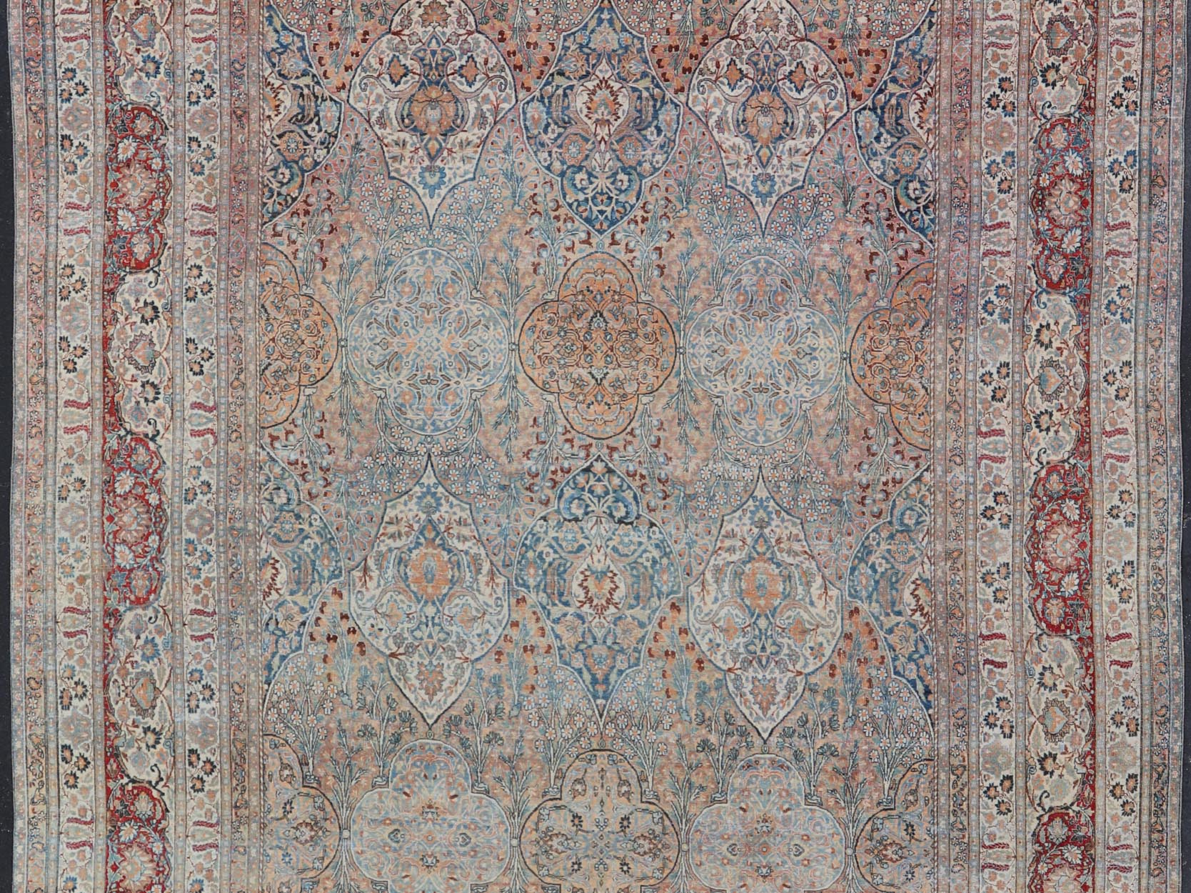 Fine Antique Persian Khorassan Rug with Stretched Palmettes and Vining Flowers. Large Antique Persian Khorassan Rug with All - Over Palmettes and Vining Flowers. Keivan Woven Arts / rug 21205, country of origin / type: Iran / Khorassan, circa 1920. Me... - Keivan Woven Arts21205 - 157Rug