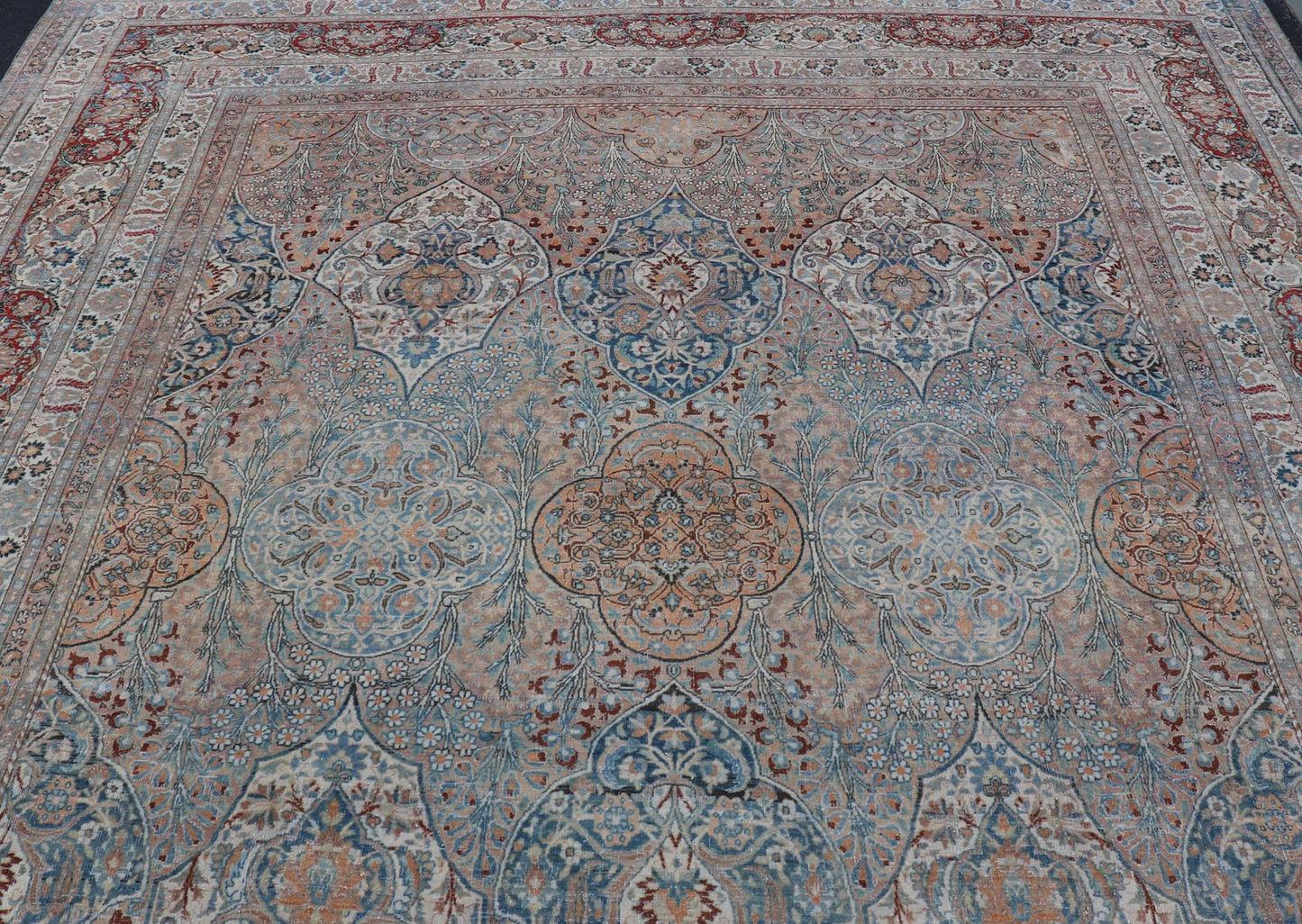 Fine Antique Persian Khorassan Rug with Stretched Palmettes and Vining Flowers. Large Antique Persian Khorassan Rug with All - Over Palmettes and Vining Flowers. Keivan Woven Arts / rug 21205, country of origin / type: Iran / Khorassan, circa 1920. Me... - Keivan Woven Arts21205 - 157Rug