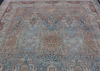 Fine Antique Persian Khorassan Rug with Stretched Palmettes and Vining Flowers. Large Antique Persian Khorassan Rug with All - Over Palmettes and Vining Flowers. Keivan Woven Arts / rug 21205, country of origin / type: Iran / Khorassan, circa 1920. Me... - Keivan Woven Arts21205 - 157Rug