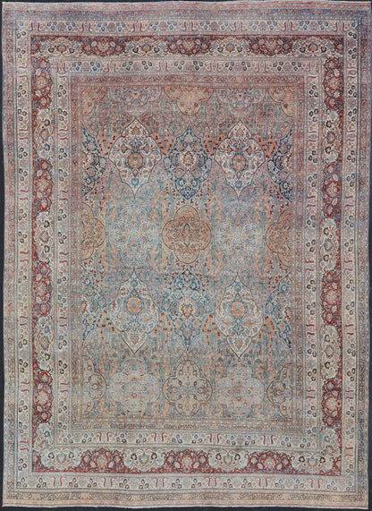 Fine Antique Persian Khorassan Rug with Stretched Palmettes and Vining Flowers. Large Antique Persian Khorassan Rug with All - Over Palmettes and Vining Flowers. Keivan Woven Arts / rug 21205, country of origin / type: Iran / Khorassan, circa 1920. Me... - Keivan Woven Arts21205 - 157Rug