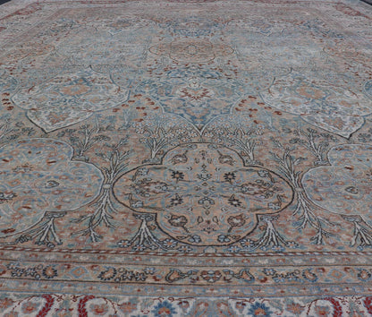 Fine Antique Persian Khorassan Rug with Stretched Palmettes and Vining Flowers. Large Antique Persian Khorassan Rug with All - Over Palmettes and Vining Flowers. Keivan Woven Arts / rug 21205, country of origin / type: Iran / Khorassan, circa 1920. Me... - Keivan Woven Arts21205 - 157Rug