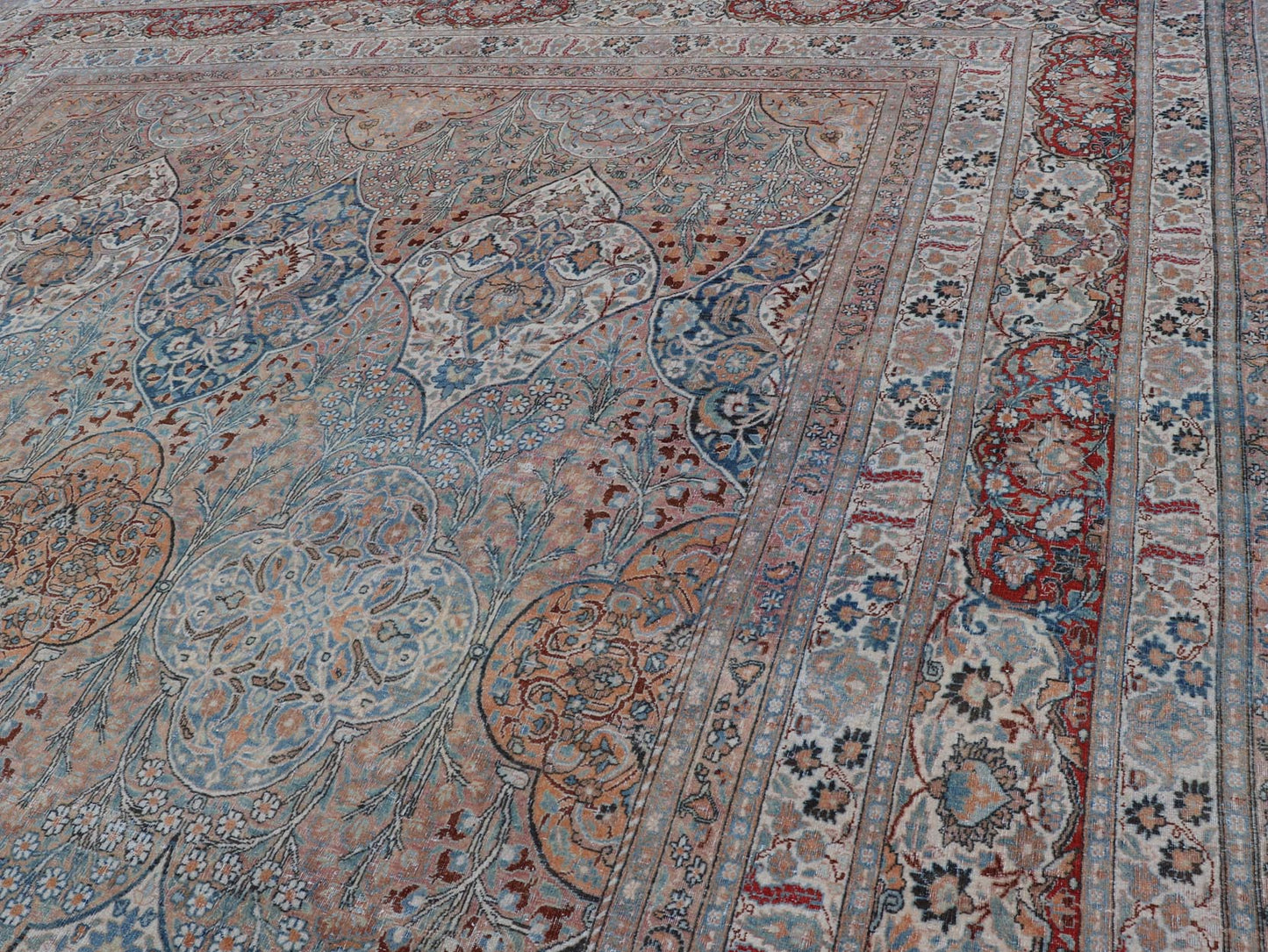 Fine Antique Persian Khorassan Rug with Stretched Palmettes and Vining Flowers. Large Antique Persian Khorassan Rug with All - Over Palmettes and Vining Flowers. Keivan Woven Arts / rug 21205, country of origin / type: Iran / Khorassan, circa 1920. Me... - Keivan Woven Arts21205 - 157Rug