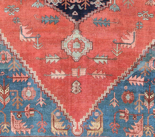 Antique Persian large Bakshaish Serapirug in brick red, royal blue and ivory. Keivan Woven Arts / rug L11-0608, country of origin / type: Iran / Bakshaish Serapi, circa 1880.
 
 Measures: 11'7 x 15'2.
 
 Crafted in the Azarbijan district of northwest P...