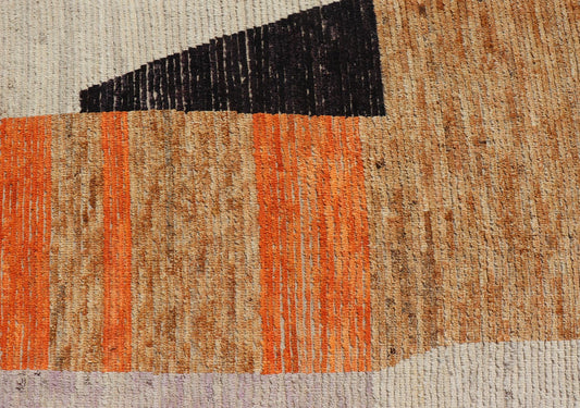 Modern Hand-Knotted Rug in Wool with Sub-Geometric Abstract Design in Multicolor
 
 
 
 This modern casual tribal rug has been hand-knotted in wool. The rug features a modern sub-geometric abstract design, rendered in multicolor, making this rug a supe...