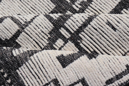 Large Moroccan Contemporary Abstract Rug in White and Black With All-Over Design by Keivan Woven Arts. Keivan Woven Arts; rug MSE-12898 Country of Origin: Afghanistan Type: Modern Casual Design: Abstract, Geometric, Contemporary. 
 
 Measures: 9'10 x 1...