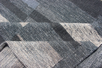Modern Scandinavian Flat-Weave Rug With Striped Panel Design in Gray, Steel Blue
 
 Keivan Woven Arts- Modern Scandinavian flat-weave rug with paneled design in gray, dark gray blue, blue gray , steel blue and ivory. rug KHN-1032-SW-07, country of orig...