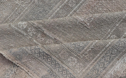 Measures: 6'1 x 9'11
 
 Vintage Turkish Embroidered Rug with Geometric Box Design in Earthy Tones. Keivan Woven Arts / rug EN-14464, country of origin / type: Turkey / Kilim, circa 1950
 
 This geometric Kilim from Turkey bears a repeating large box de...