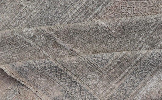 Measures: 6'1 x 9'11
 
 Vintage Turkish Embroidered Rug with Geometric Box Design in Earthy Tones. Keivan Woven Arts / rug EN-14464, country of origin / type: Turkey / Kilim, circa 1950
 
 This geometric Kilim from Turkey bears a repeating large box de...