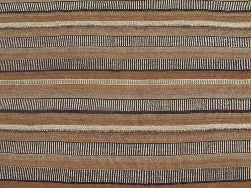 Antique Kilim in Vertical Stripes in Gray, Light Brown, Black, Ivory and Camel Colors.
 
 
 
 Measures: 5'8 x 8'11.
 
 
 
  Antique paneled Kilim with fairly thick body in textured brown, camel, mocha, black, ivory and gray. Keivan Woven Arts/ rug/ TU-...