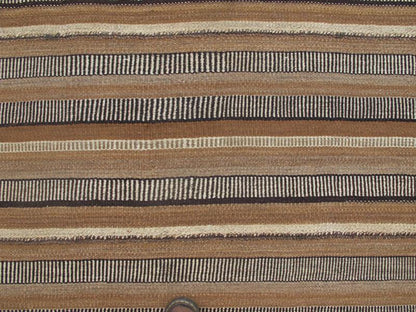 Antique Kilim in Vertical Stripes in Gray, Light Brown, Black, Ivory and Camel Colors.
 
 
 
 Measures: 5'8 x 8'11.
 
 
 
  Antique paneled Kilim with fairly thick body in textured brown, camel, mocha, black, ivory and gray. Keivan Woven Arts/ rug/ TU-...