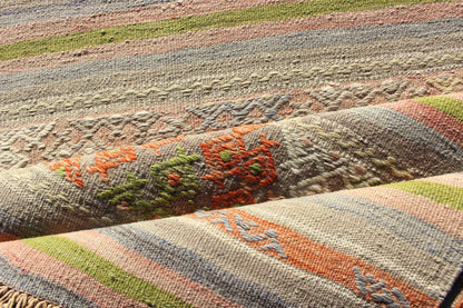Vintage Turkish Kilim Runner with a Stripe and Modern Design
 
 
 
 Vintage Turkish Kilim runner with a stripe and modern design, Minimalist stripe design Kilim runner from Turkey, Keivan Woven Arts / rug TU-NED-600, country of origin / type: Turkey / ...