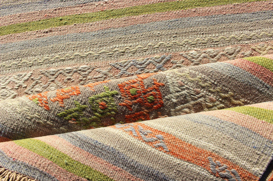 Vintage Turkish Kilim Runner with a Stripe and Modern Design
 
 
 
 Vintage Turkish Kilim runner with a stripe and modern design, Minimalist stripe design Kilim runner from Turkey, Keivan Woven Arts / rug TU-NED-600, country of origin / type: Turkey / ...
