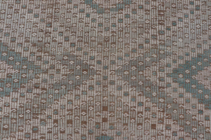 Vintage Turkish Embroidered Flat-Weave Rug with Geometric Design 
 
 
 
 Vintage Turkish Embroidered Flat-Weave Rug with Neutral-Toned Geometric Design.
 
 Keivan Woven Arts- Geometric design vintage Kilim rug from Turkey in pale Green, cream, neutral,...