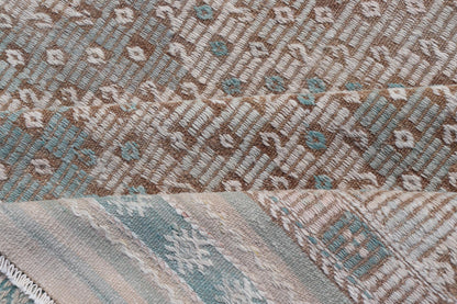 Vintage Turkish Embroidered Flat-Weave Rug with Geometric Design 
 
 
 
 Vintage Turkish Embroidered Flat-Weave Rug with Neutral-Toned Geometric Design.
 
 Keivan Woven Arts- Geometric design vintage Kilim rug from Turkey in pale Green, cream, neutral,...