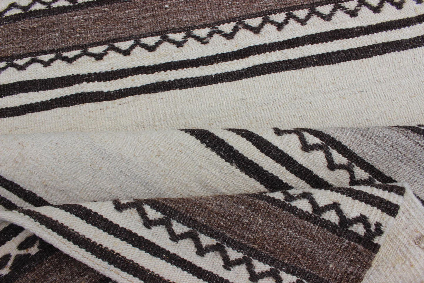 Vintage Turkish Kilim Flat-Weave Runner with Modern Stripe Design
 
 
 
 Modern Kilim Runner from Turkey with Stripes. Keivan Woven Arts / rug EN-165761, country of origin / type: Turkey / Kilim, circa 1960
 
 
 
 This modern-design vintage runner from...