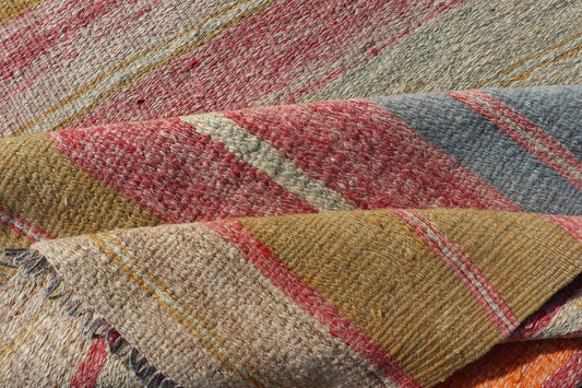 Vintage Turkish Kilim Runner with Horizontal Stripes in Bright Color Tones
 
 
 
 Vintage Turkish Kilim Runner with Horizontal Stripes in Bright Color Tones. Keivan Woven Arts / rug EN-P13699, country of origin / type: Turkey / Kilim, circa Mid-20th Ce...