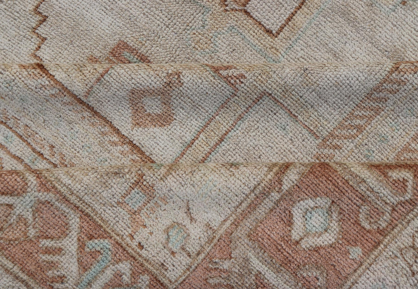 Taupe Background Turkish Vintage Oushak Rug with Tribal Medallion Design 
 
 
 
 Measures: 6'0 x 10'0 
 
 
 
 Taupe background Turkish vintage Oushak rug with tribal design. Keivan Woven Arts / rug TU-MTU-4877, country of origin / type: Turkey / Oushak...