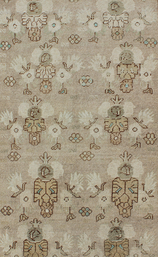 Taupe, Tan and Brown Medallion Vintage Turkish Oushak with Hints of Pale Green kwarugs
 
 
 
 Taupe and tan eight medallion vintage Turkish Oushak rug with hints of light teal and green, rug tu-mtu-95097, country of origin / type: Turkey / Oushak, circ...