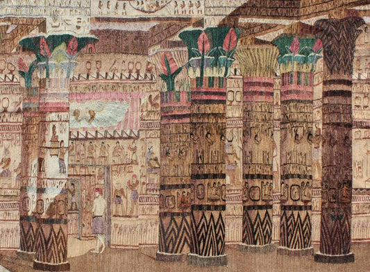 Keivan Woven Arts 16-1005 Rare Vintage Tapestry with Exquisite Scene of Egyptian Architecture and Columns. Unique Modern Tapestry
 
 
 
 This exquisite tapestry from the late 20th century is composed of handwoven wool and features a richly colorful lan...