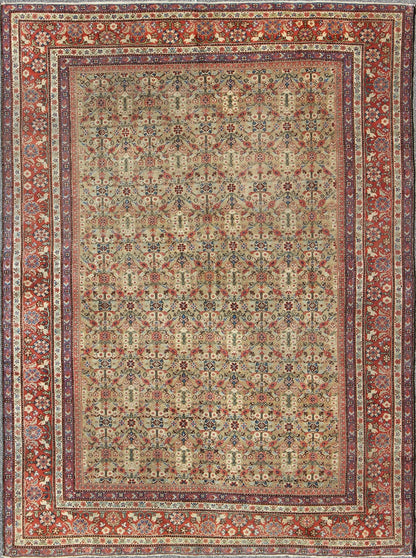 Antique Persian Sultanabad Carpet with All Over Geometrics in Yellow Background Outstanding Antique Persian Sultanabad Carpet. Keivan Woven Arts / rug /A - 0202, country of origin / type: Iran / Sultanabad , circa 1890. Measures: 9'5 x 12'4... - Keivan Woven ArtsA - 0202 - 597Rug