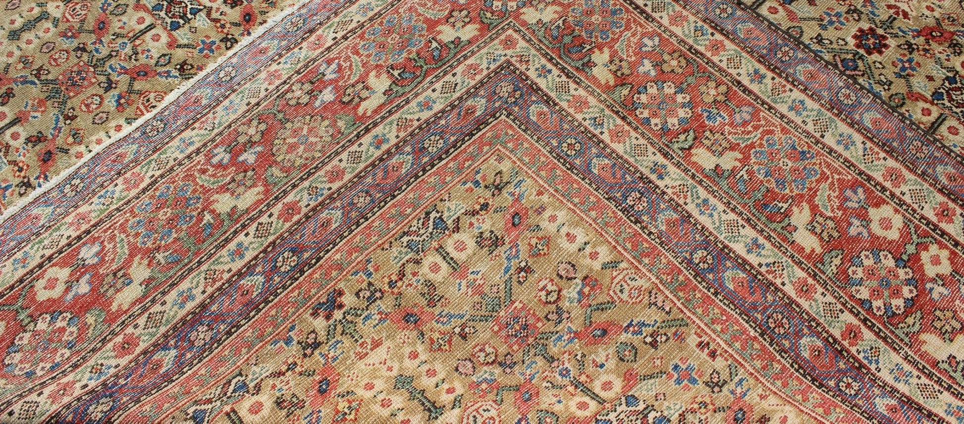 Antique Persian Sultanabad Carpet with All Over Geometrics in Yellow Background Outstanding Antique Persian Sultanabad Carpet. Keivan Woven Arts / rug /A - 0202, country of origin / type: Iran / Sultanabad , circa 1890. Measures: 9'5 x 12'4... - Keivan Woven ArtsA - 0202 - 597Rug