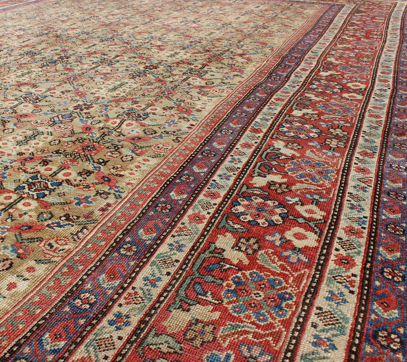 Antique Persian Sultanabad Carpet with All Over Geometrics in Yellow Background Outstanding Antique Persian Sultanabad Carpet. Keivan Woven Arts / rug /A - 0202, country of origin / type: Iran / Sultanabad , circa 1890. Measures: 9'5 x 12'4... - Keivan Woven ArtsA - 0202 - 597Rug