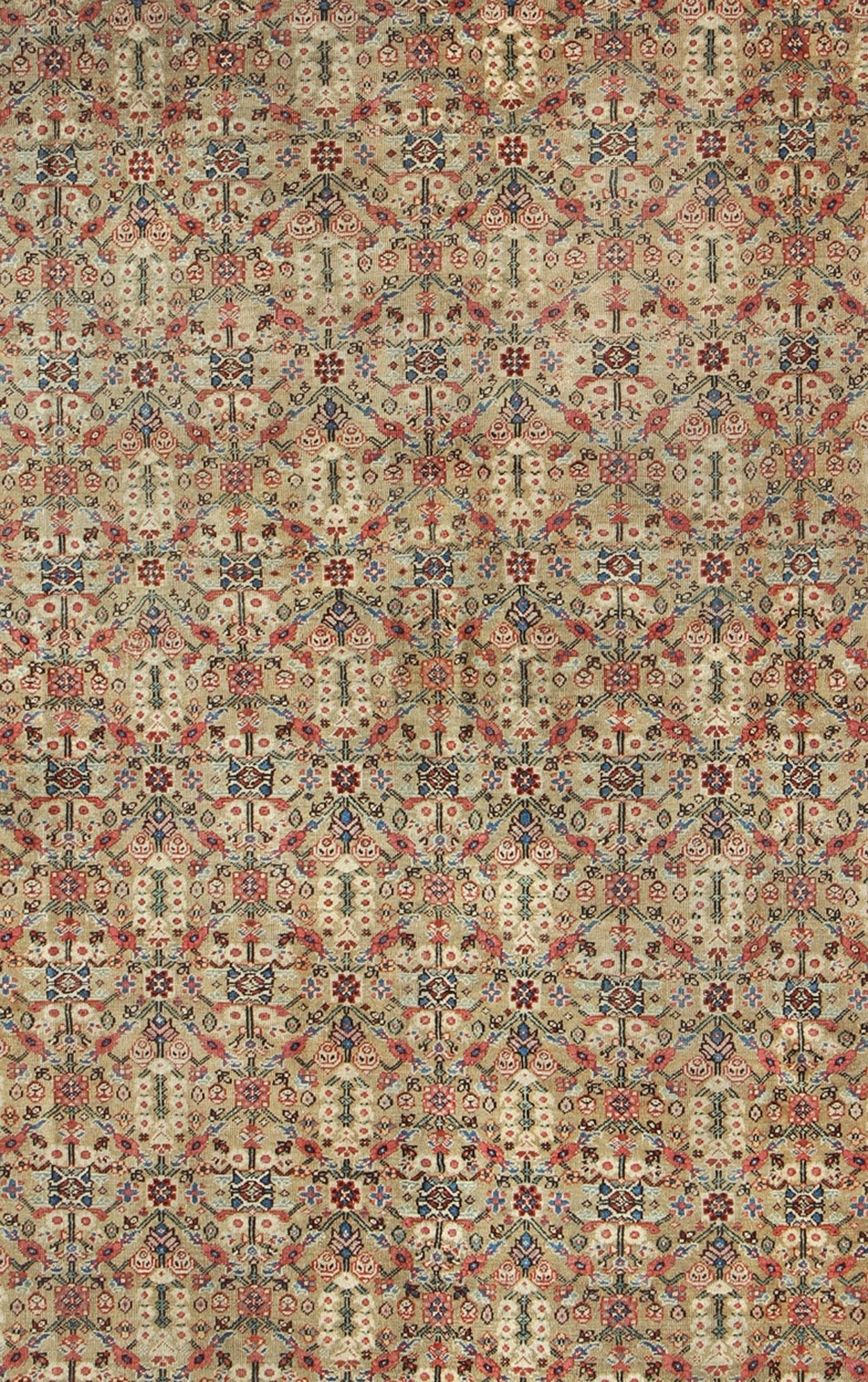 Antique Persian Sultanabad Carpet with All Over Geometrics in Yellow Background Outstanding Antique Persian Sultanabad Carpet. Keivan Woven Arts / rug /A - 0202, country of origin / type: Iran / Sultanabad , circa 1890. Measures: 9'5 x 12'4... - Keivan Woven ArtsA - 0202 - 597Rug