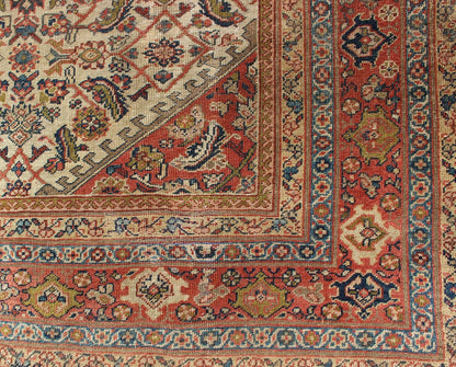 Antique Persian Ferahan rug with all - over Herati design in ivory, coral, green, antique Sultanabad - Ferahan on a cream background rug with colorful. Keivan Woven Arts / rug A - 0401, country of origin / type: Iran / Ferahan, circa 1890 Measures:10'9 x... - Keivan Woven ArtsA - 0401 - 439Rug