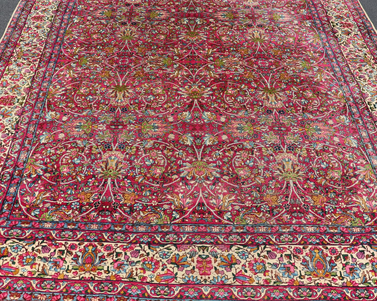 Antique Persian Lavar Kerman Rug with All - Over Floral Design In Jewel Tones. Keivan Woven Arts / rug A - 0702, country of origin / type: Iran / Lavar Kerman, circa 1910 Measures: 9' x 12'. This exquisite antique Lavar Kerman carpet originates from ... - Keivan Woven ArtsA - 0702 - 603Rug