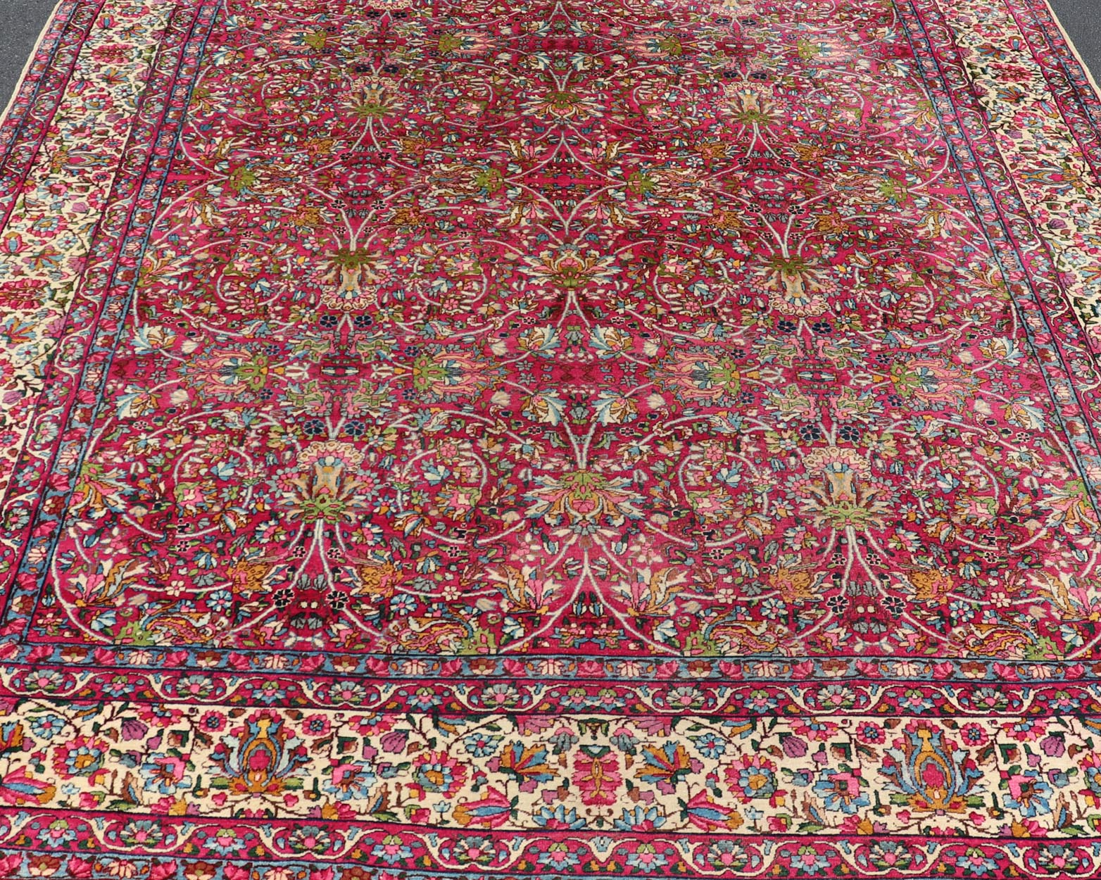 Antique Persian Lavar Kerman Rug with All - Over Floral Design In Jewel Tones. Keivan Woven Arts / rug A - 0702, country of origin / type: Iran / Lavar Kerman, circa 1910 Measures: 9' x 12'. This exquisite antique Lavar Kerman carpet originates from ... - Keivan Woven ArtsA - 0702 - 603Rug