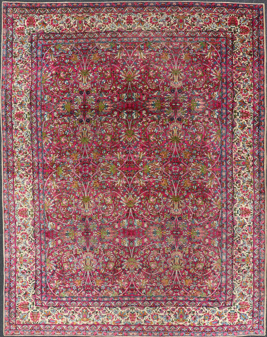 Antique Persian Lavar Kerman Rug with All - Over Floral Design In Jewel Tones. Keivan Woven Arts / rug A - 0702, country of origin / type: Iran / Lavar Kerman, circa 1910 Measures: 9' x 12'. This exquisite antique Lavar Kerman carpet originates from ... - Keivan Woven ArtsA - 0702 - 603Rug